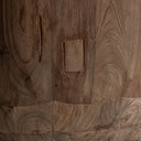 Mesa de comedor de madera de teca reciclada en color marrón envejecido – detalle