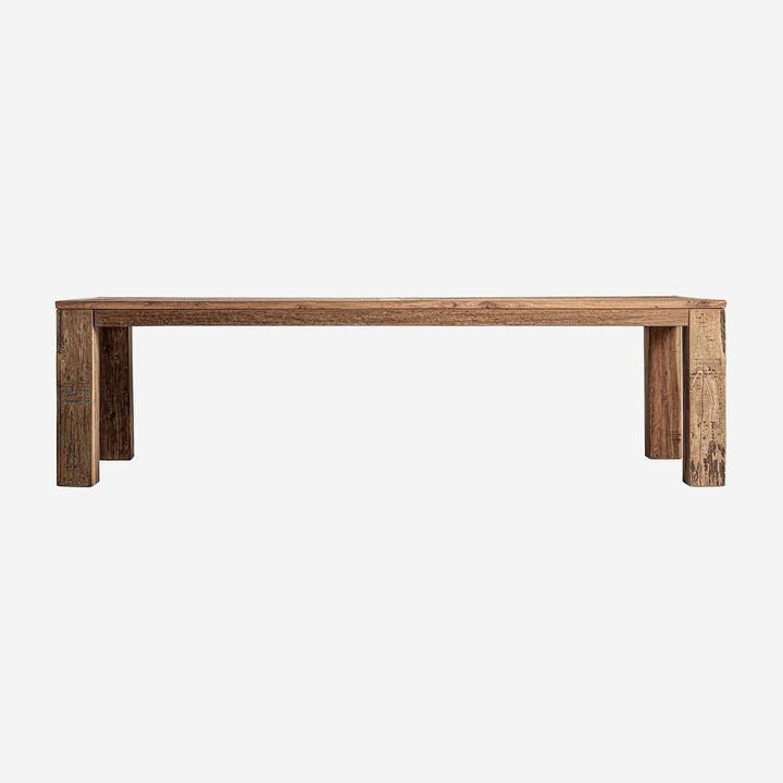 Mesa de comedor de madera recuperada en color marrón 270 x 110 x 76 cm