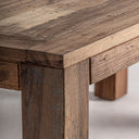 Mesa de comedor de madera recuperada en color marrón 270 x 110 x 76 cm – detalle