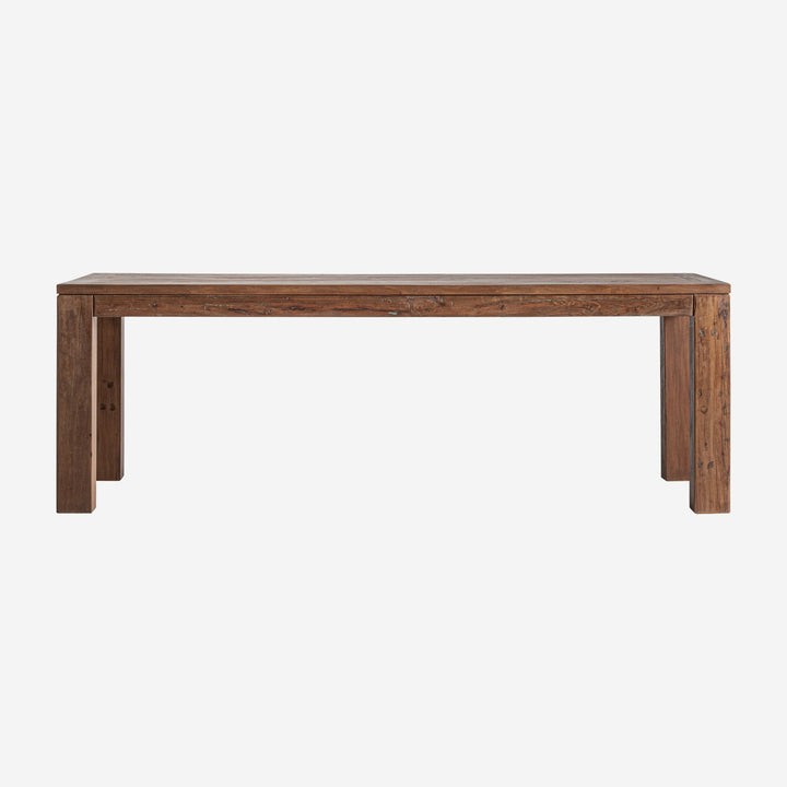 Mesa de comedor de madera recuperada en color marrón natural