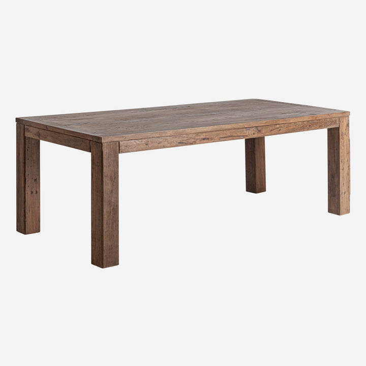 Mesa de comedor de madera recuperada en color marrón natural