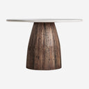 Mesa de comedor de madera recuperada y mármol en color marrón envejecido
