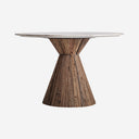 Mesa de comedor de madera tropical y mármol en color marrón