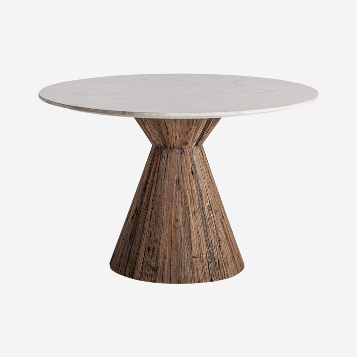 Mesa de comedor de madera tropical y mármol en color marrón