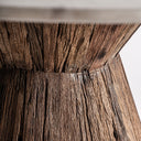 Mesa de comedor de madera tropical y mármol en color marrón – detalle