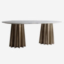 Mesa de comedor de mármol y acero en color blanco