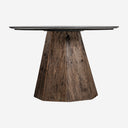 Mesa de comedor de mármol y madera recuperada en color negro
