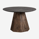 Mesa de comedor de mármol y madera recuperada en color negro