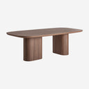 Mesa de comedor de MDF y chapa de nogal en color marrón