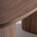 Mesa de comedor de MDF y chapa de nogal en color marrón – detalle
