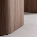 Mesa de comedor de MDF y chapa de nogal en color marrón – detalle