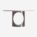 Mesa de comedor de piedra sinterizada en color blanco roto 150 x 76 cm