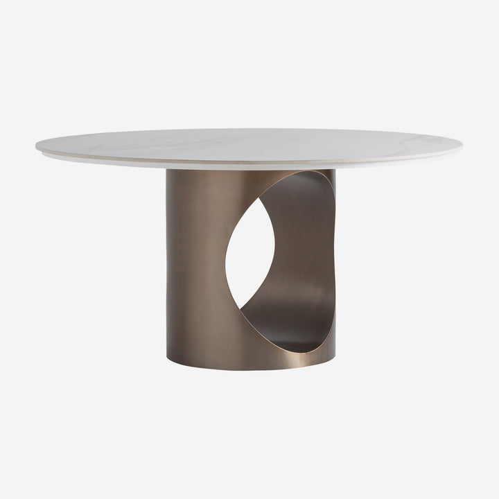 Mesa de comedor de piedra sinterizada en color blanco roto 150 x 76 cm