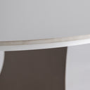 Mesa de comedor de piedra sinterizada en color blanco roto 150 x 76 cm – detalle