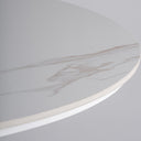 Mesa de comedor de piedra sinterizada en color blanco roto 150 x 76 cm – detalle