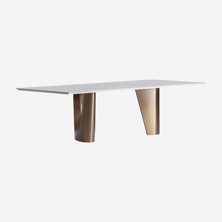 Mesa de comedor de piedra sinterizada en color blanco roto 280 x 120 x 77 cm