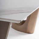 Mesa de comedor de piedra sinterizada en color blanco roto 280 x 120 x 77 cm – detalle