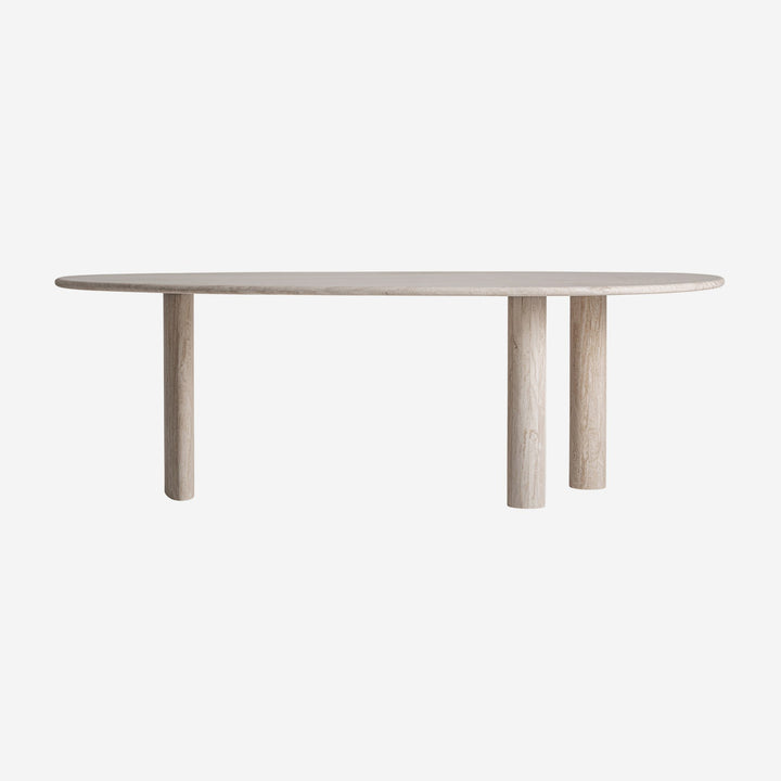 Mesa de comedor de travertino en color blanco roto