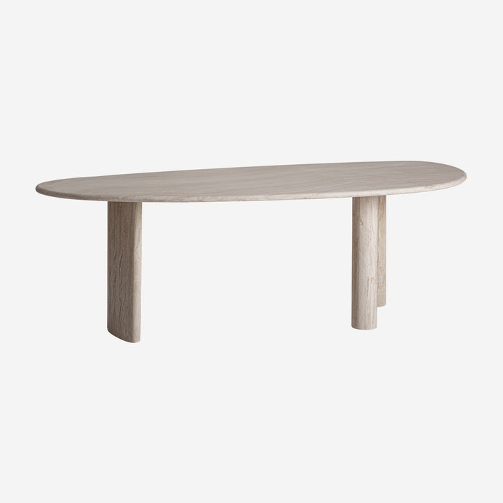 Mesa de comedor de travertino en color blanco roto
