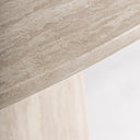 Mesa de comedor de travertino en color marrón claro 220 x 100 x 78 cm – detalle