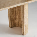 Mesa de comedor de travertino en color marrón claro 240 x 100 x 75 cm – detalle