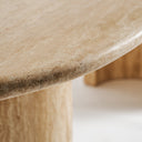 Mesa de comedor de travertino en color marrón claro 240 x 100 x 75 cm – detalle