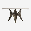 Mesa de comedor de travertino y acero inoxidable en color beige