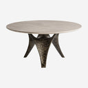 Mesa de comedor de travertino y acero inoxidable en color beige