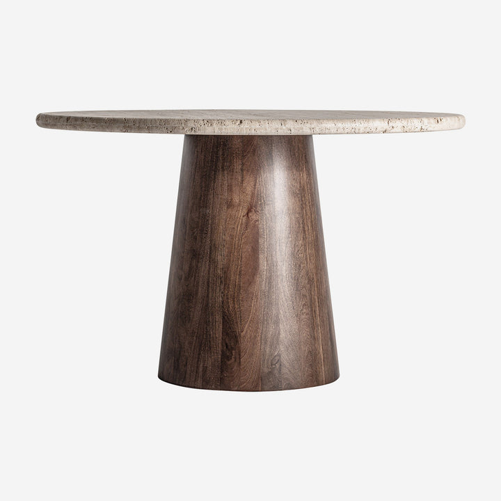 Mesa de comedor de travertino y madera de mango en color beige 130 x 81 cm