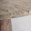 Mesa de comedor de travertino y madera de mango en color beige 130 x 81 cm – detalle