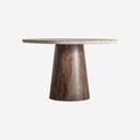 Mesa de comedor de travertino y madera de mango en color beige 130 x 81 cm