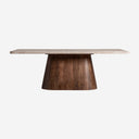 Mesa de comedor de travertino y madera de mango en color beige 220 x 100 x 81 cm