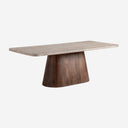 Mesa de comedor de travertino y madera de mango en color beige 220 x 100 x 81 cm