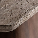 Mesa de comedor de travertino y madera de mango en color beige 220 x 100 x 81 cm – detalle