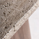 Mesa de comedor de travertino y madera de mango en color beige 220 x 100 x 81 cm – detalle