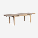Mesa de comedor extensible de madera de fresno en color marrón claro 180 x 90 x 78 cm