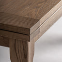 Mesa de comedor extensible de madera de fresno en color marrón claro 180 x 90 x 78 cm – detalle