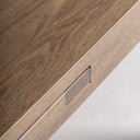 Mesa de comedor extensible de madera de fresno en color marrón claro 180 x 90 x 78 cm – detalle