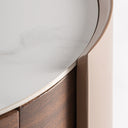 Mesita de noche de madera contrachapada en color marrón mate 49 x 47 x 49 cm – detalle