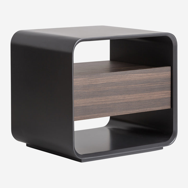 Mesita de noche de madera contrachapada en color negro