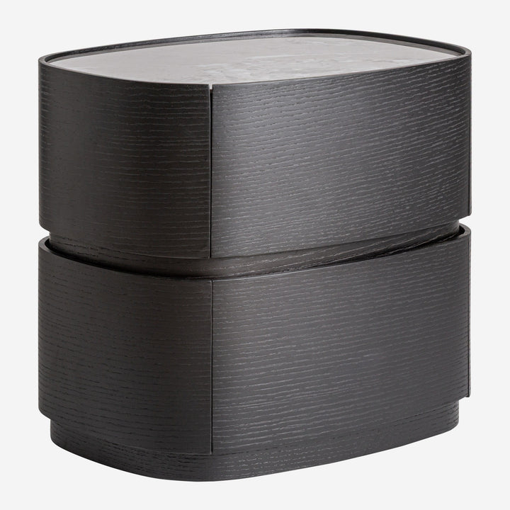 Mesita de noche de madera contrachapada en color negro 55 x 42 x 49 cm