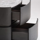 Mesita de noche de madera contrachapada en color negro 55 x 42 x 49 cm – detalle