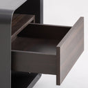 Mesita de noche de madera contrachapada en color negro – detalle