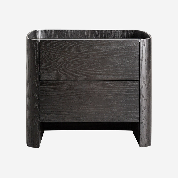 Mesita de noche de madera contrachapada en color negro de inspiración art déco 55 x 42 x 48 cm