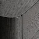 Mesita de noche de madera contrachapada en color negro de inspiración art déco 55 x 42 x 48 cm – detalle