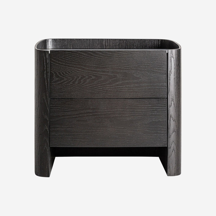 Mesita de noche de madera contrachapada en color negro de inspiración art déco 55 x 42 x 48 cm