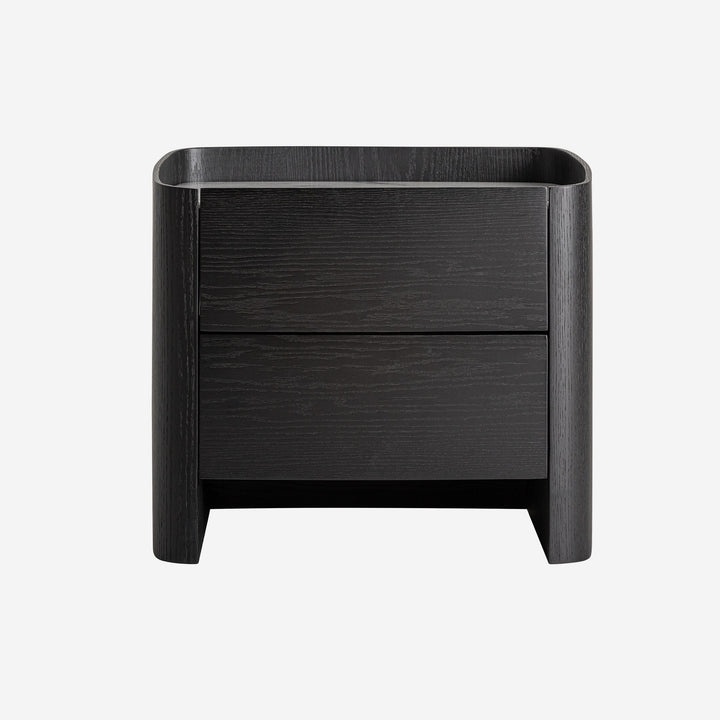 Mesita de noche de madera contrachapada en color negro de líneas contemporáneas 55 x 42 x 48 cm