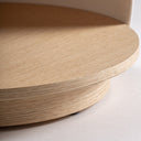 Mesita de noche de madera contrachapada y polipiel en color arena – detalle