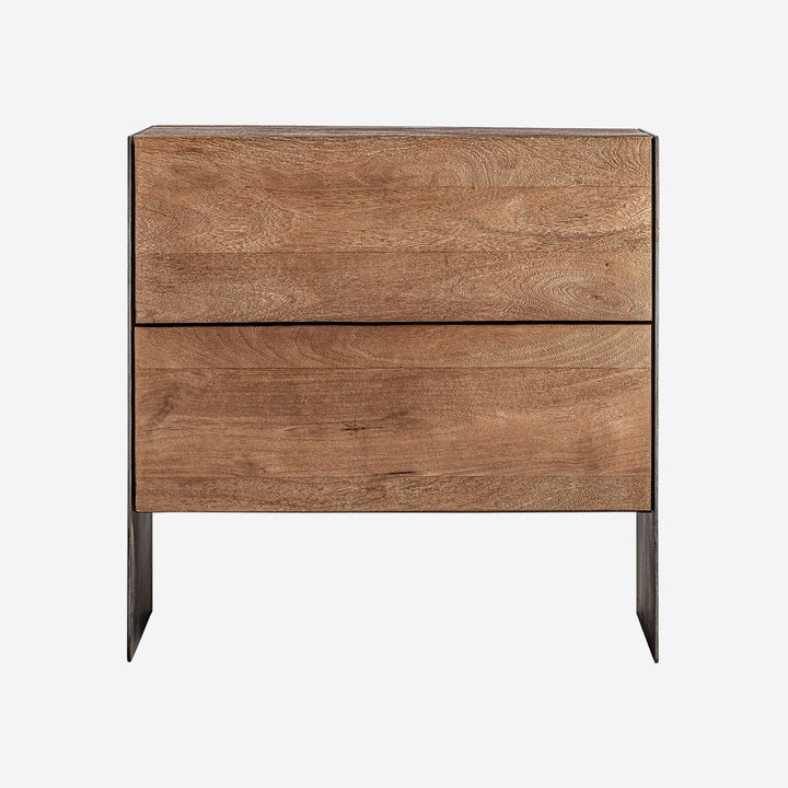 Mesita de noche de madera de mango y hierro en color marrón