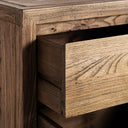 Mesita de noche de madera de olmo en color marrón 60 x 48 x 60 cm – detalle